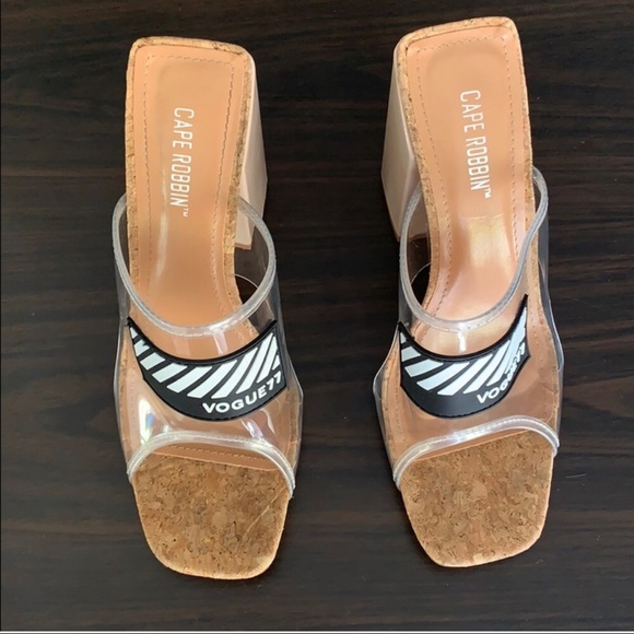 🆕❗️Clear Nude Cork Slip On Chunky Block Heel 🆕❗️ - Picture 3 of 8